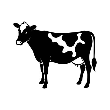 Kırsal logo ve çiftlik hayvanları çizimi için inek silueti tasarımı