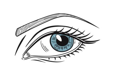 Çekici mavi göz silueti vektör illüstrasyon çizimi