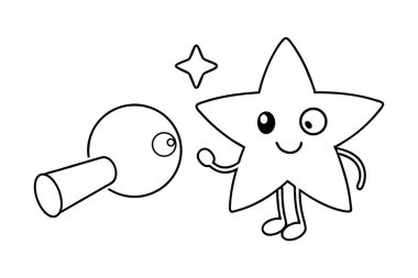 Komik bir oyuncağın vektör çizimi gibi mutlu bir gülüşü olan sevimli pembe çizgi film yıldızı.