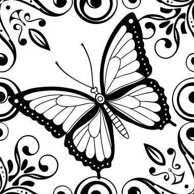 Kelebek Temalı Çiçeksiz Desen Tasarımı