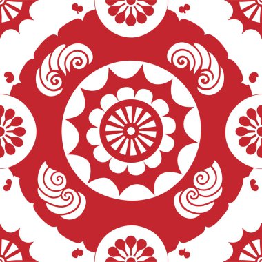 Süslü, yuvarlak dantel desenli vektör tasarımı dekoratif arka planda çiçeksiz bir mandala elementi içeriyor.