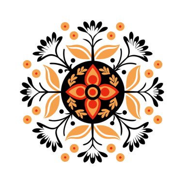 Süslü, soyut bir mandala tasarımının zarif çiçek vektör çizimi