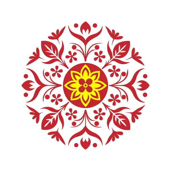 Soyut çiçek sanatı, pürüzsüz yaprak desenli yuvarlak bir süs mandala sahiptir.