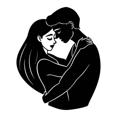 Aşk ve romantik sanat eserleri için kucaklaşan çiftlerin silueti.