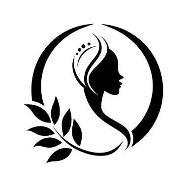 Sakin kadın silueti ve yaprağıyla lüks kaplıca logosu