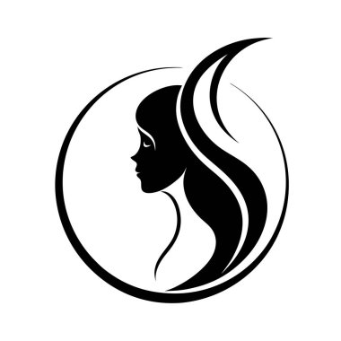  Logo tipi zarif kadın silueti ve dalgalı saçlar.