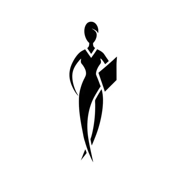 Modern iş kadını silueti bir klasör tutuyor