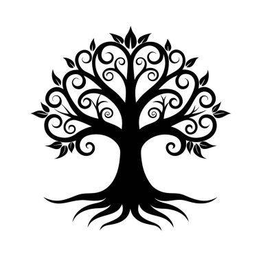 Hayat Ağacı Silueti Girdap Dallı
