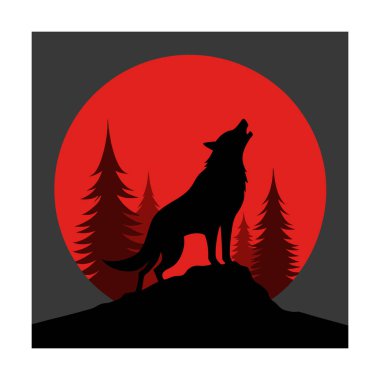 Kanlı Ay Yalnız Kurt silueti