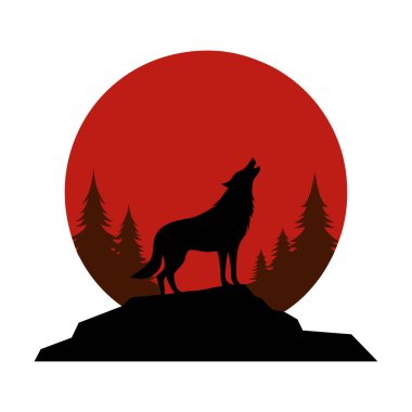 Kanlı Ay Kurdu uluyan silueti