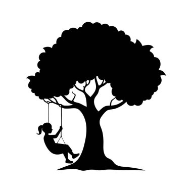 Çocuklar büyük bir ağaçta sallanıyorlar.