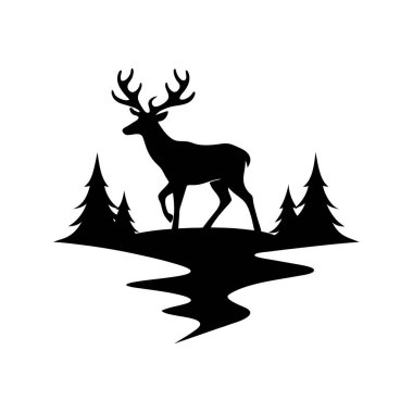 Geyik suyu yansıma sahnesi silueti