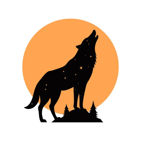 Gece Ay Kurdu çift taraflı siluet