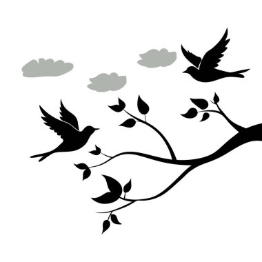 Kuşlar Buluta Dönüşen Ağaç