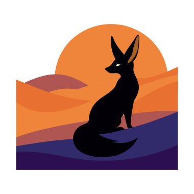 Fennec Fox Alacakaranlık Sahnesinde