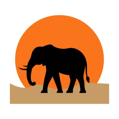 Afrika fili silueti Gün batımı Savannah Manzarası