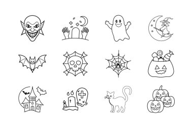  Cadılar Bayramı Özeti Siluet Vektör Resimleri Koleksiyonu