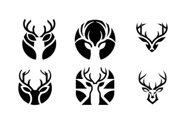 Zarif Geyik Boynuzları Logo Tasarımı Koleksiyonu
