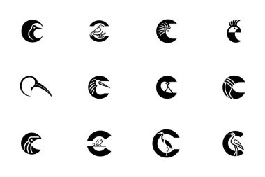 Bir Seriden Başlayan İsimlerle Kuş Logosu Paketi