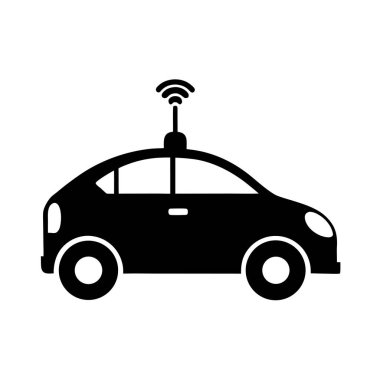 Otomatik Otomobil Sürücüsü Siluet Vektör Simgesi