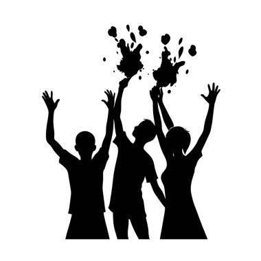  Holi Kutlaması Dans Eden İnsanlar Siluet Vektörü