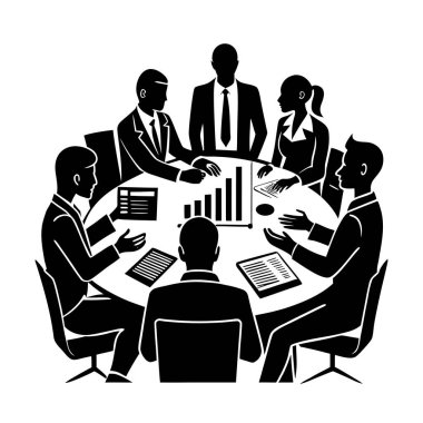 İş Ekibi Toplantısı Konferans Masası Silüeti Sanatı