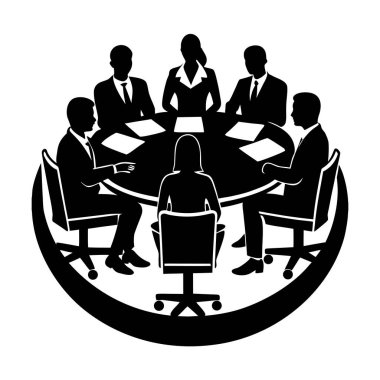 Yuvarlak Masa Siluet Tasarımı İşletme Profesyonelleri