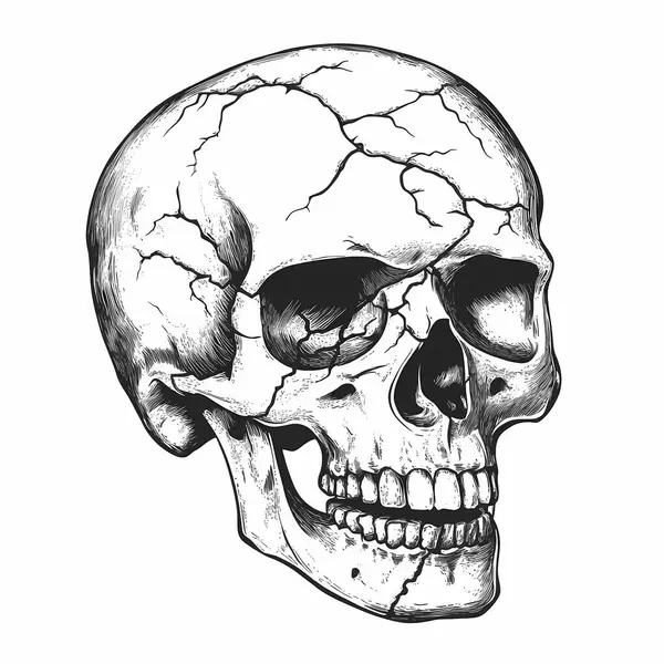 stock image Monochrome Vintage Skulls Isolated on White Background with Intricate Details