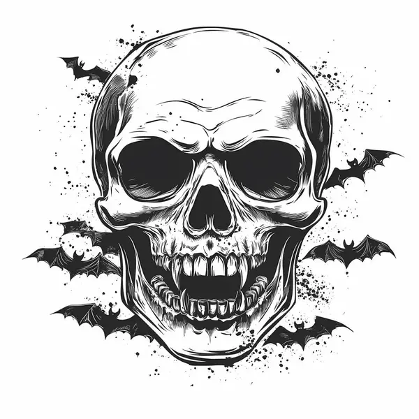 stock image Monochrome Vintage Skulls Isolated on White Background with Intricate Details