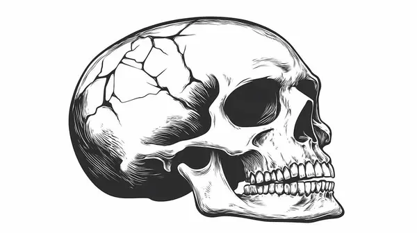 stock image Monochrome Vintage Skulls Isolated on White Background with Intricate Details