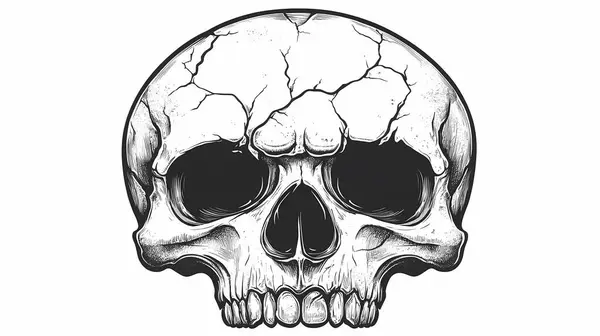 stock image Monochrome Vintage Skulls Isolated on White Background with Intricate Details