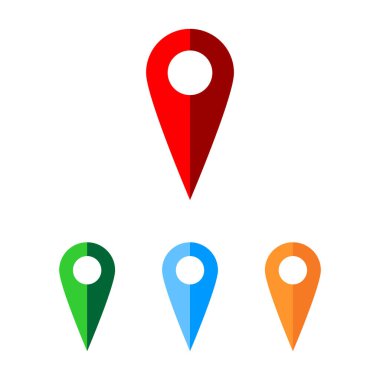 konum simgesi vektörü, düz konum simgesi vektörü beyaz üzerine ayarlandı