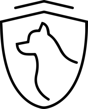 Siluet köpek ikonu beyaza. vektör illüstrasyonu.