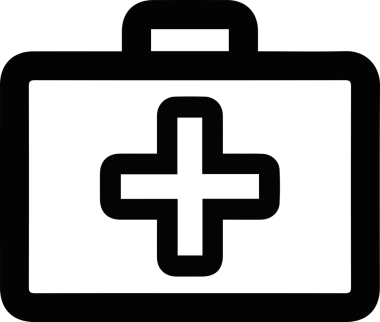 Tıbbi haç sembolü. biçim düz sembol, beyaz renk, yuvarlak açılar, siyah arkaplan