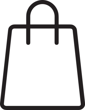 Web ve Grafiksel Tasarım için Minimalist Torba Simgesi Tasarım Biçimi Siyah ve Beyaz PNG