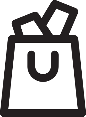 Web ve Grafiksel Tasarım için Minimalist Torba Simgesi Tasarım Biçimi Siyah ve Beyaz PNG