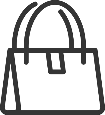 Web ve Grafiksel Tasarım için Minimalist Torba Simgesi Tasarım Biçimi Siyah ve Beyaz PNG