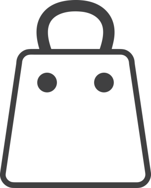 Web ve Grafiksel Tasarım için Minimalist Torba Simgesi Tasarım Biçimi Siyah ve Beyaz PNG