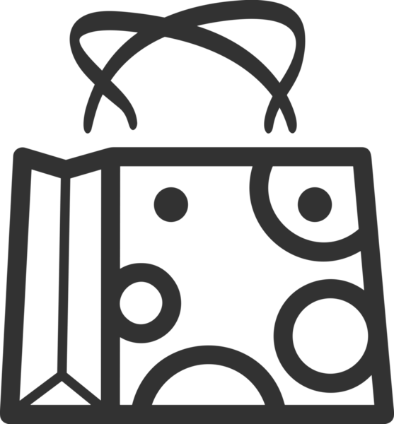 Web ve Grafiksel Tasarım için Minimalist Torba Simgesi Tasarım Biçimi Siyah ve Beyaz PNG