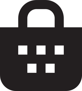 Web ve Grafiksel Tasarım için Minimalist Torba Simgesi Tasarım Biçimi Siyah ve Beyaz PNG