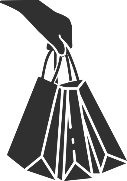 Web ve Grafiksel Tasarım için Minimalist Torba Simgesi Tasarım Biçimi Siyah ve Beyaz PNG