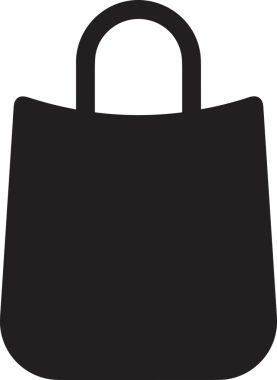 Web ve Grafiksel Tasarım için Minimalist Torba Simgesi Tasarım Biçimi Siyah ve Beyaz PNG