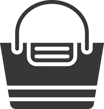 Web ve Grafiksel Tasarım için Minimalist Torba Simgesi Tasarım Biçimi Siyah ve Beyaz PNG