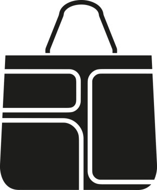 Web ve Grafiksel Tasarım için Minimalist Torba Simgesi Tasarım Biçimi Siyah ve Beyaz PNG