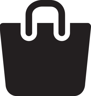 Web ve Grafiksel Tasarım için Minimalist Torba Simgesi Tasarım Biçimi Siyah ve Beyaz PNG