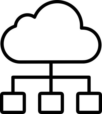 PNG biçiminde bulut depolama simgesi şeffaf arkaplan tasarımı ile dijital sunucu güvenli dosya eşzamanlama sunucu yönetimi ve modern web veya mobil kullanıcı arayüzü uygulamaları için ideal