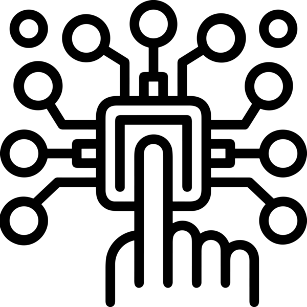 Web, Uygulama, UI / UX, Mobil Arayüz, Akıllı Teknoloji Tasarımı, Dijital Markalaşma, Kullanıcı Etkileşimi Sembolü ve Temiz Tek Renk Biçiminde Modern Grafik Elementi içeren PNG Biçimli El Simgesi Logosu