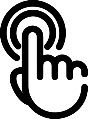 Web, Uygulama, UI / UX, Mobil Arayüz, Akıllı Teknoloji Tasarımı, Dijital Markalaşma, Kullanıcı Etkileşimi Sembolü ve Temiz Tek Renk Biçiminde Modern Grafik Elementi içeren PNG Biçimli El Simgesi Logosu