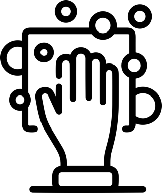 Web, Uygulama, UI / UX, Mobil Arayüz, Akıllı Teknoloji Tasarımı, Dijital Markalaşma, Kullanıcı Etkileşimi Sembolü ve Temiz Tek Renk Biçiminde Modern Grafik Elementi içeren PNG Biçimli El Simgesi Logosu