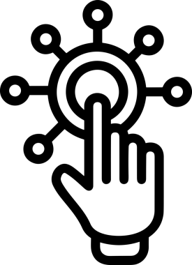 Web, Uygulama, UI / UX, Mobil Arayüz, Akıllı Teknoloji Tasarımı, Dijital Markalaşma, Kullanıcı Etkileşimi Sembolü ve Temiz Tek Renk Biçiminde Modern Grafik Elementi içeren PNG Biçimli El Simgesi Logosu